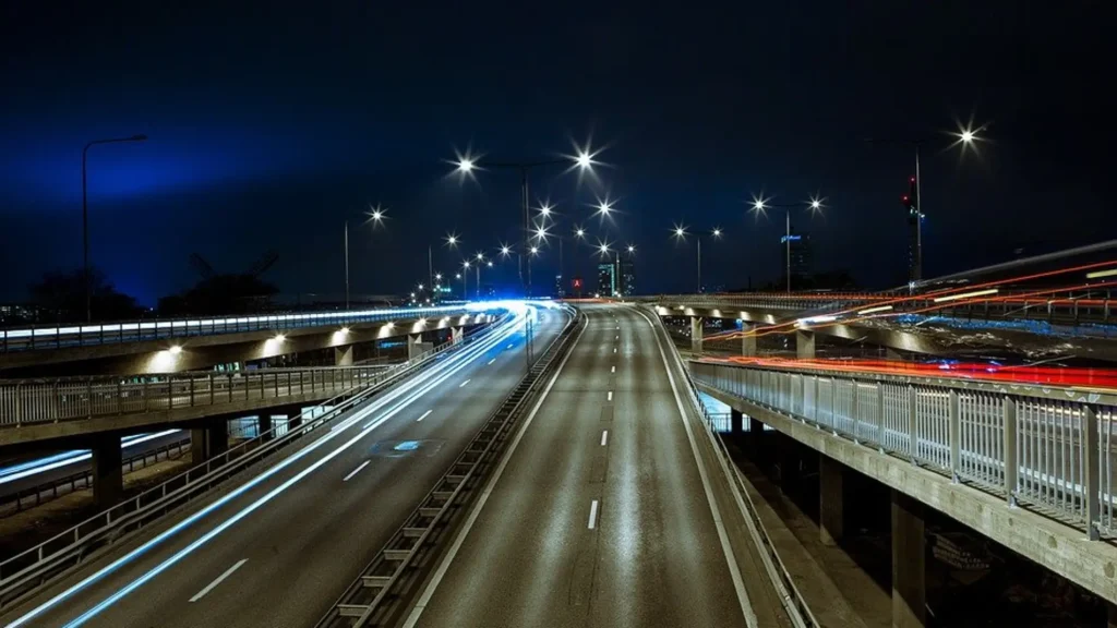 Motorväg i Spanien på natten