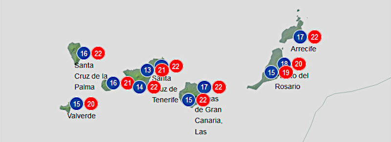 Väderprognos 17 december 2023, Kanarieöarna.