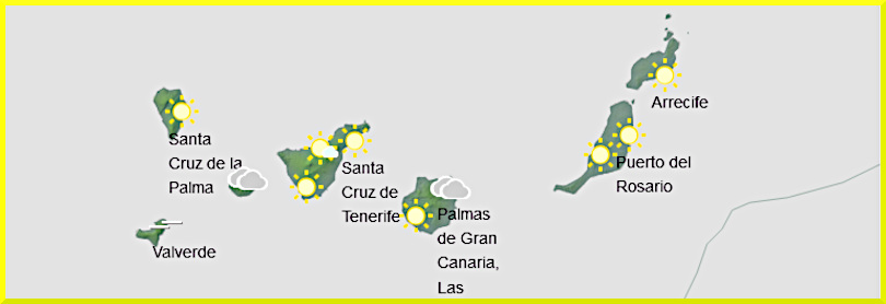 Väderprognos Kanarieöarna den 9 juli 2024.
