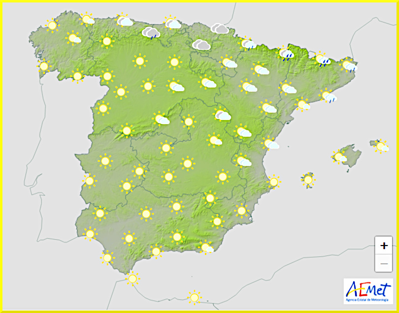 Väderprognos för Spanien den 2 augusti 2024.