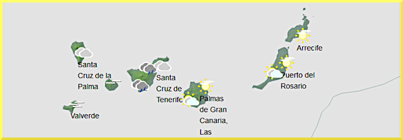 Väderprognos för Kanarieöarna den 20 augusti 2024.