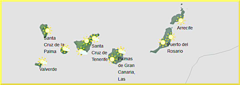 Väderprognos för Kanarieöarna den 21 augusti 2024.