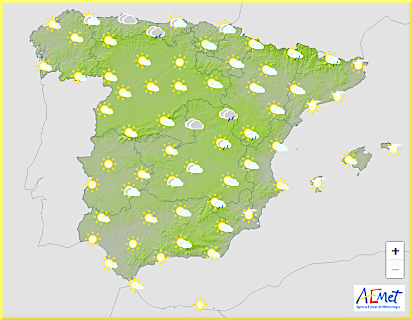 Väderprognos för Spanien den 21 augusti 2024.