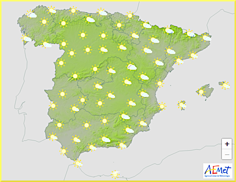 Väderprognos för Spanien den 23 augusti 2024.