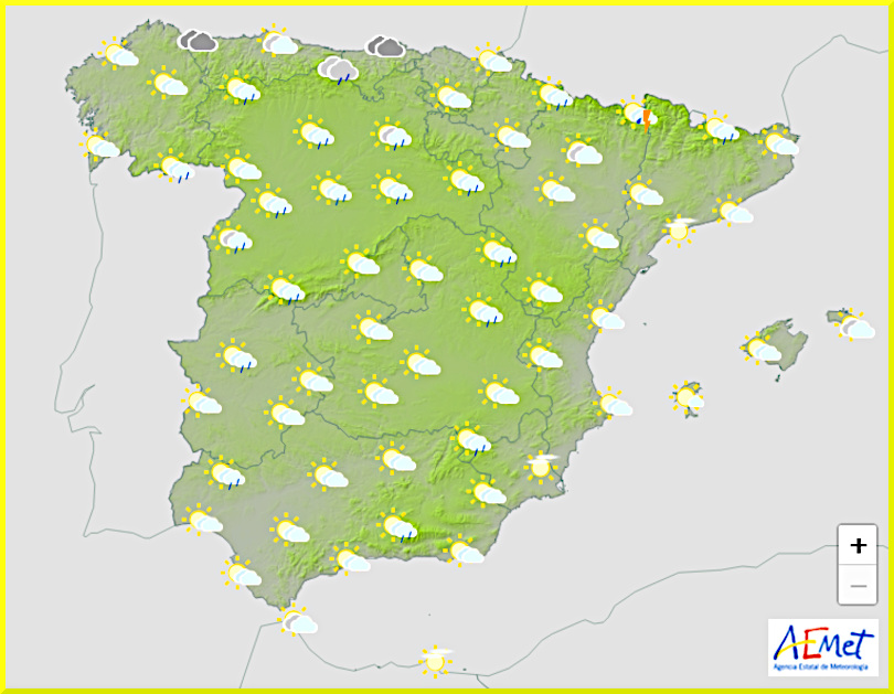 Väderprognos för Spanien den 31 augusti 2024.