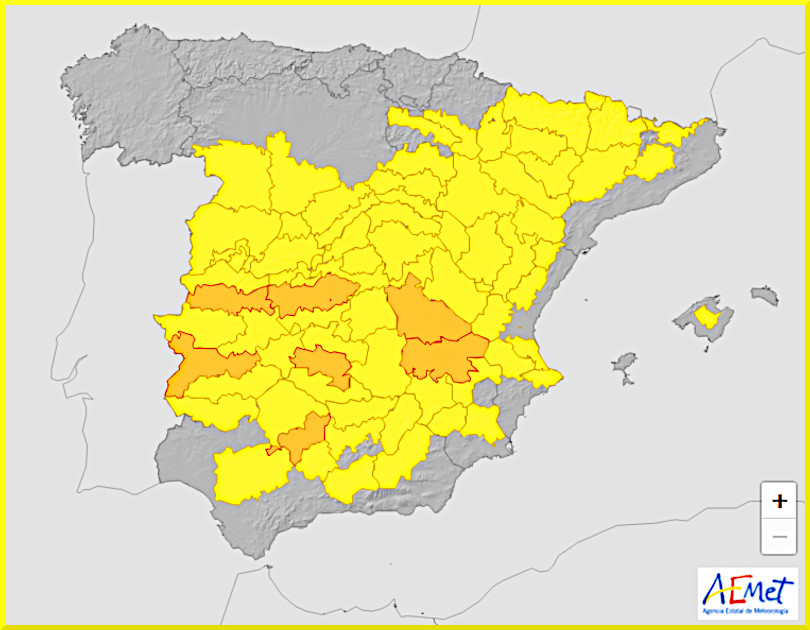 Vädervarningar för Spanien den 5 augusti 2024.