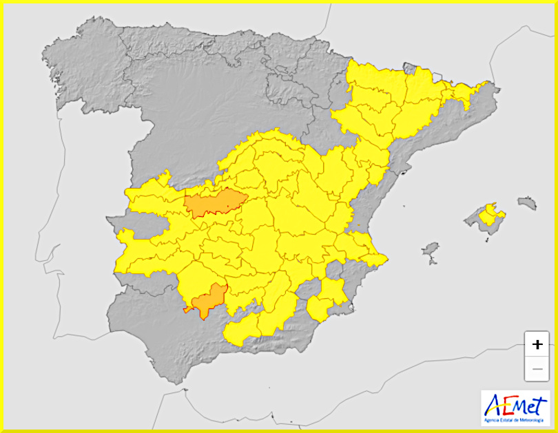 Vädervarningar för Spanien den 6 augusti 2024.