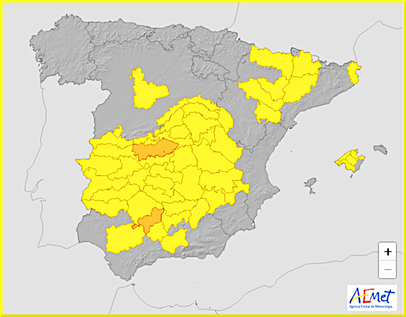 Vädervarningar för Spanien den 7 augusti 2024.