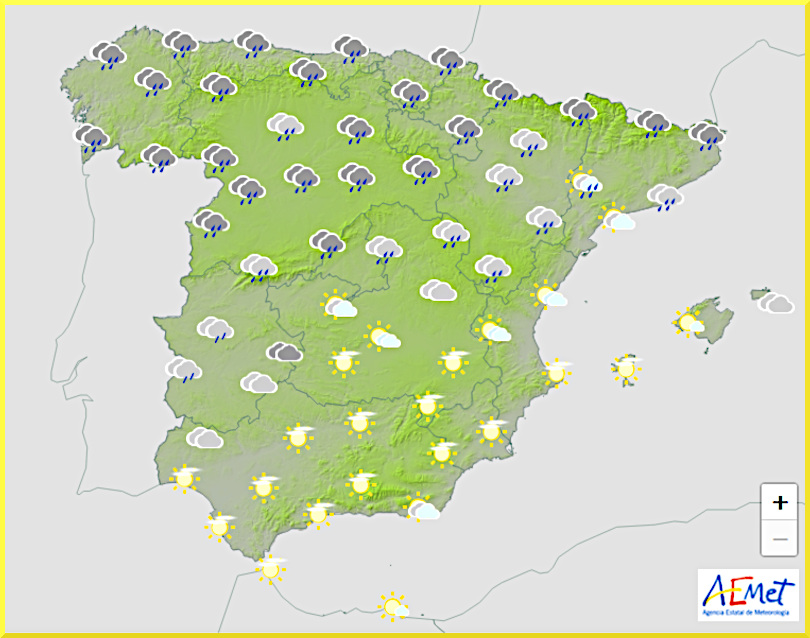 Väderprognos för Spanien den 2 oktober 2024.