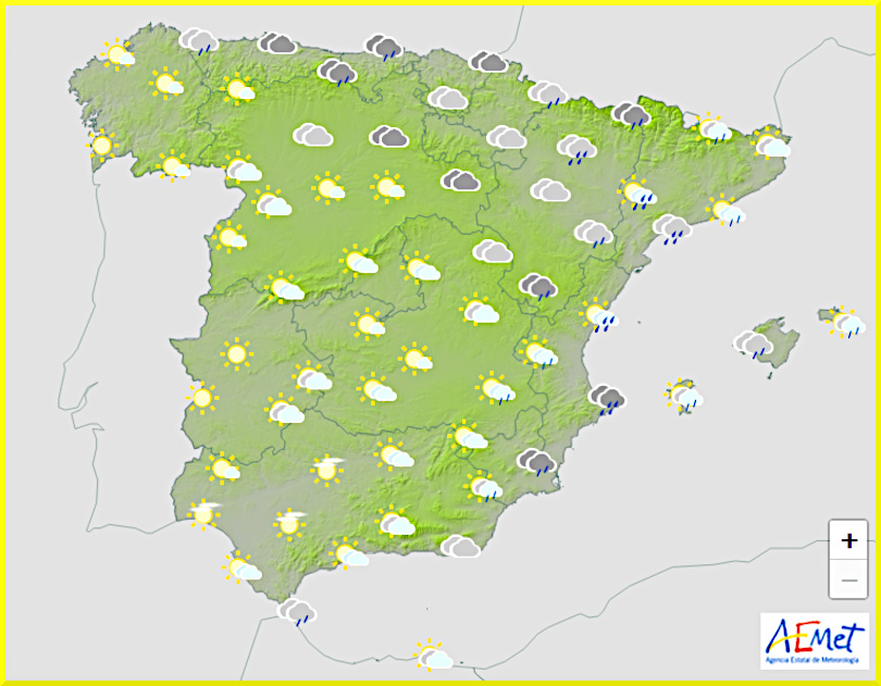 Väderprognos för Spanien den 22 oktober 2024.