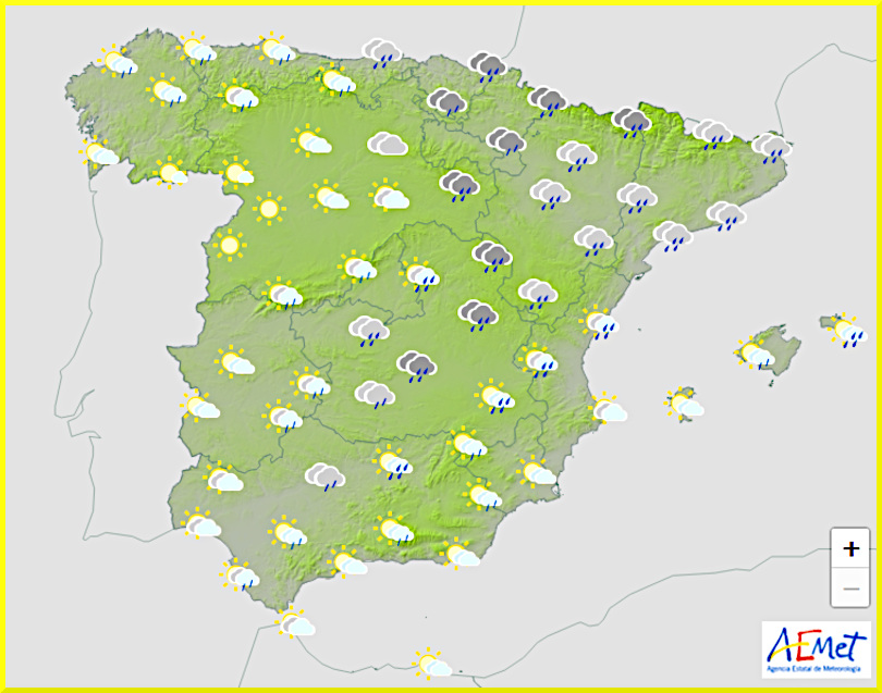 Väderprognos för Spanien den 25 oktober 2024.