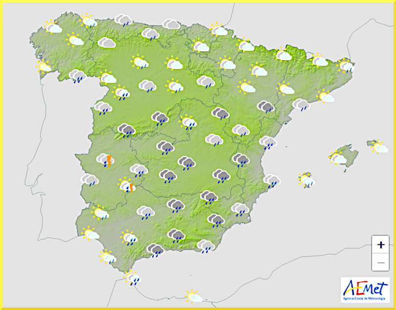 Väderprognos för Spanien den 13 november 2024.