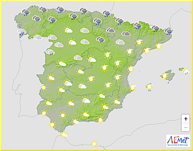 Väderprognos för Spanien 20 november 2024.