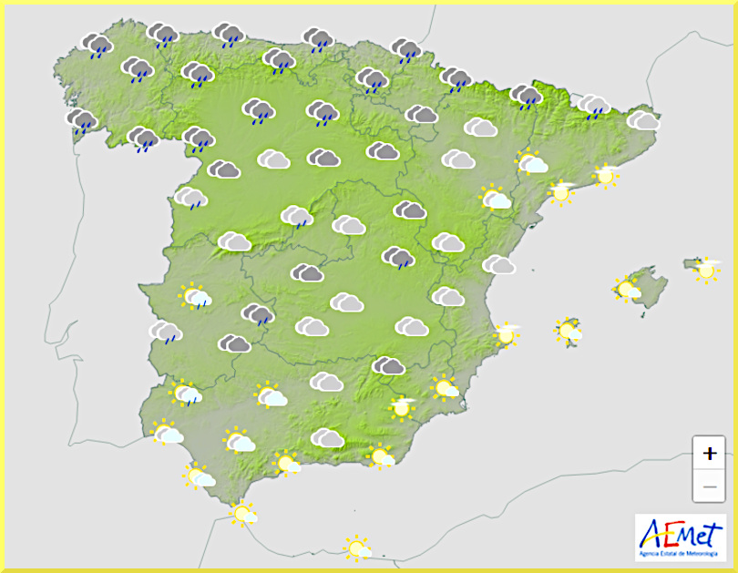 Väderprognos för Spanien 21 november 2024.