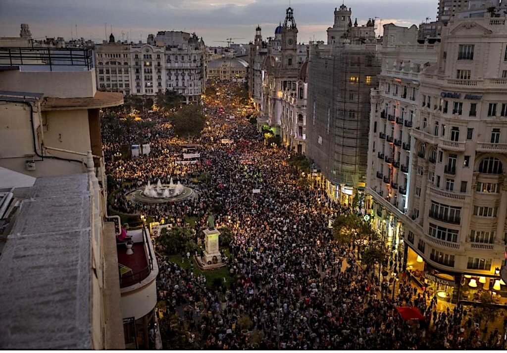 Protester i Valencia.