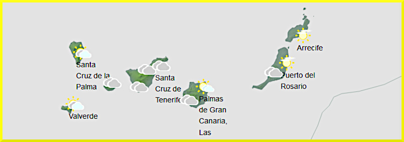 Väderprognos för Kanarieöarna den 2 januari 2025.