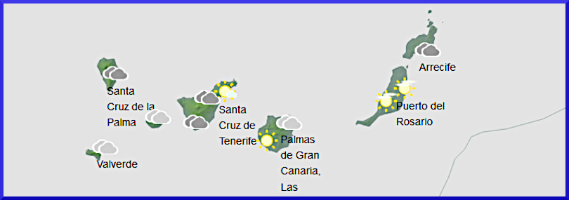 Väderprognos för Kanarieöarna den 10 december 2024. 