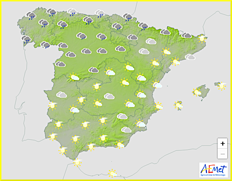 Väderprognos för Spanien den 3 januari 2025.