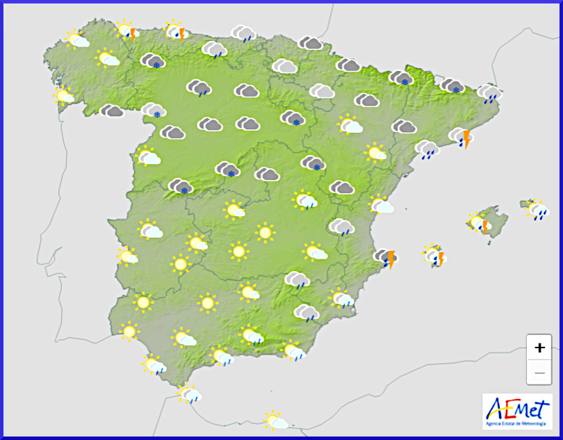 Väderprognos för Spanien den 11 december 2024.