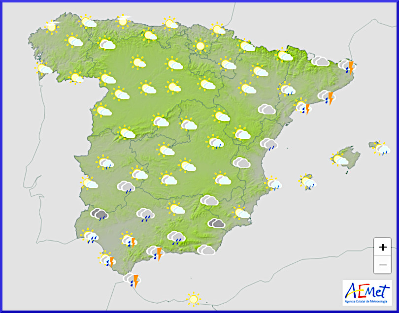 Väderprognos för Spanien den 12 december 2024.