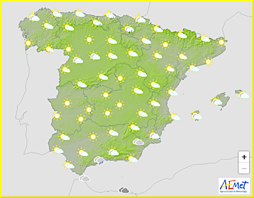 Väderprognos för Spanien den 21 december 2024.