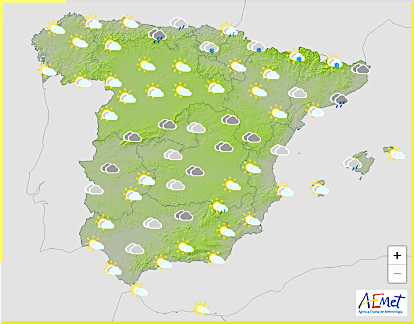 Väderprognos för Spanien den 7 februari 2025.