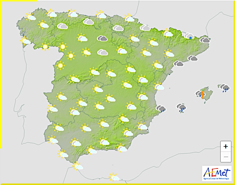 Väderprognos för Spanien den 8 februari 2025.