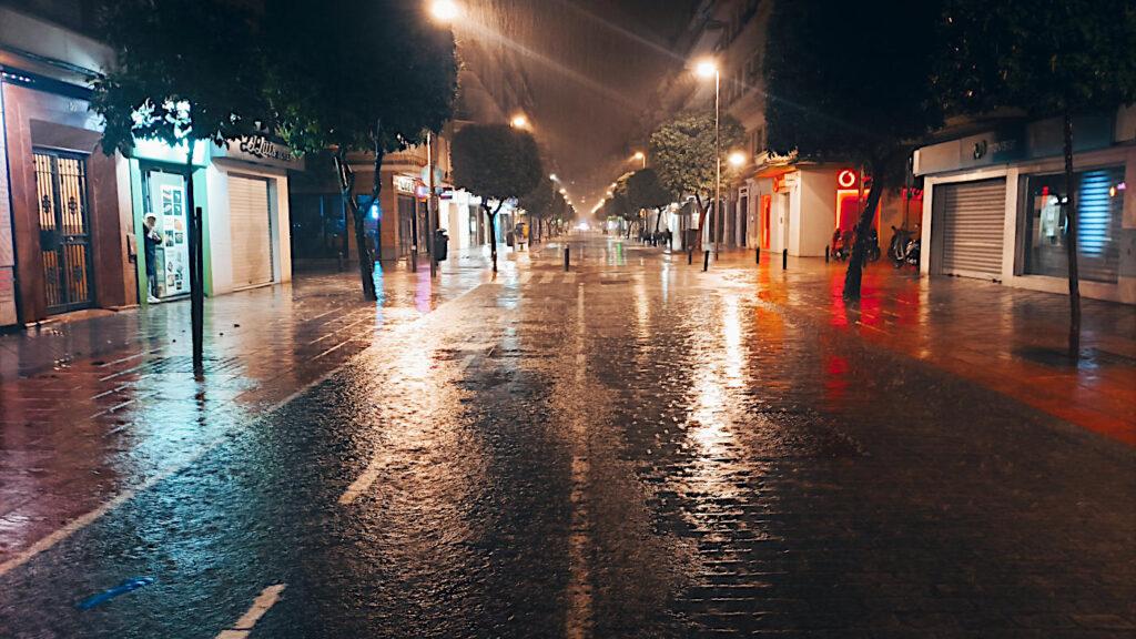 Oväder i Sevilla den 10 mars 2025.
