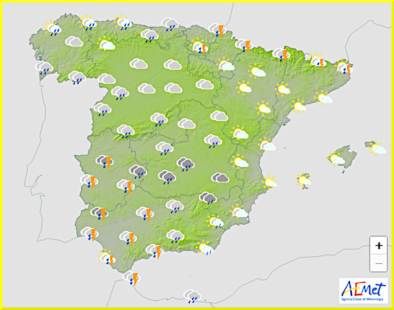 Väderprognos för Spanien den 12 mars 2025.