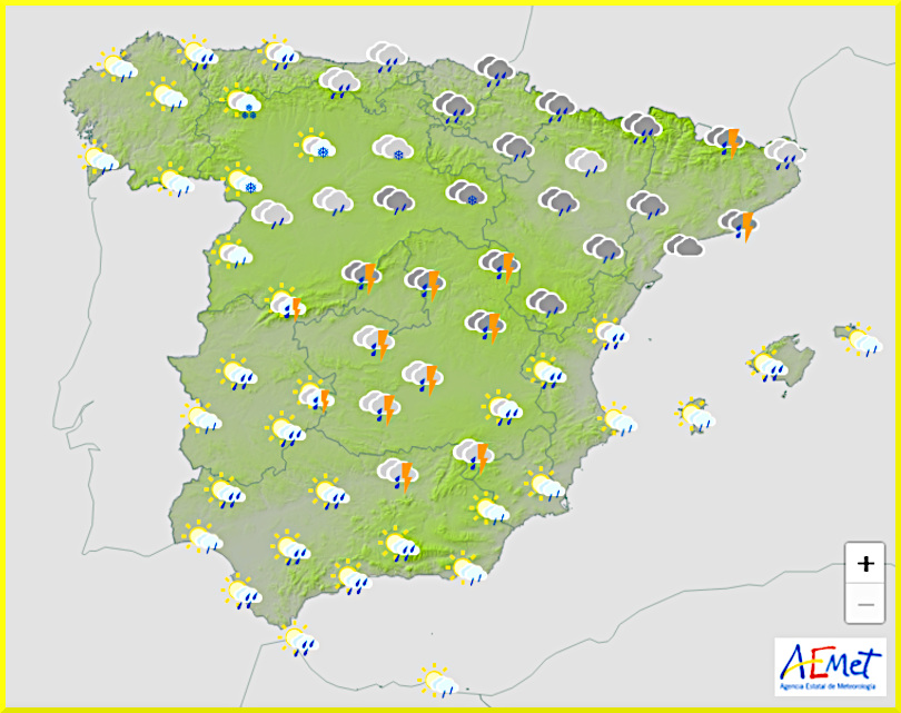 Väderprognos för Spanien den 14 mars 2025.