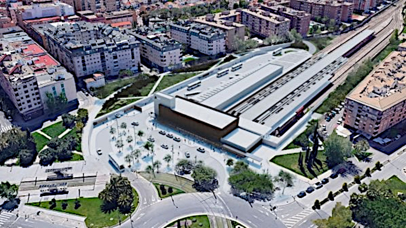 Den planerade buss och tågterminalen i Jaén.