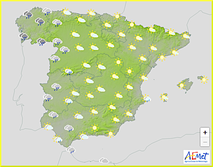 Väderprognos för Spanien den 30 april 2025.