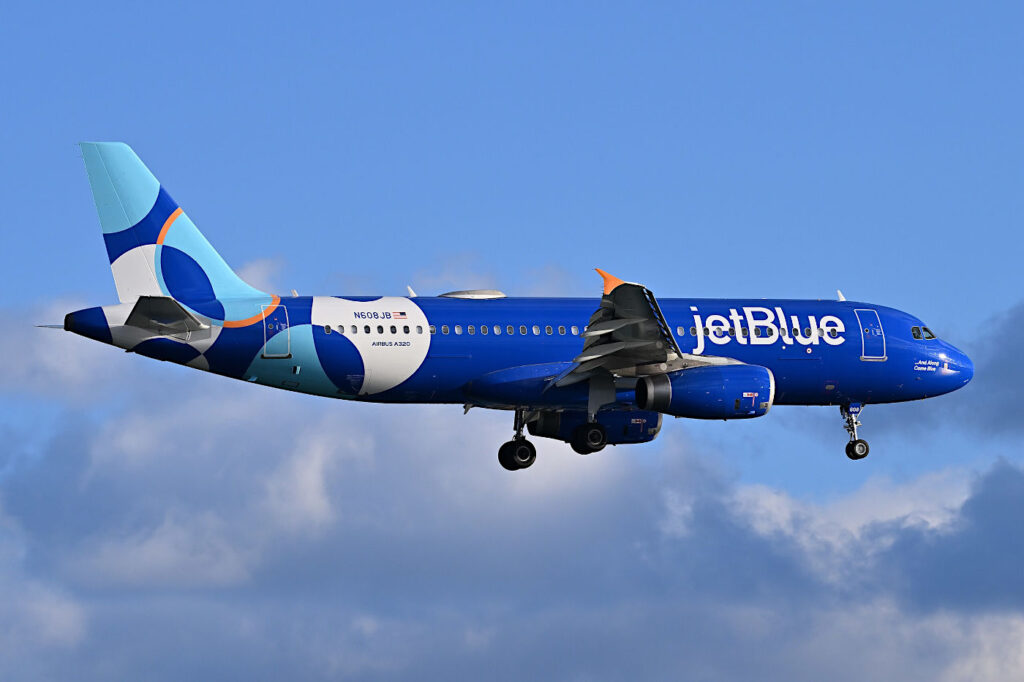 JetBlue Airbus A320, flygplan.
