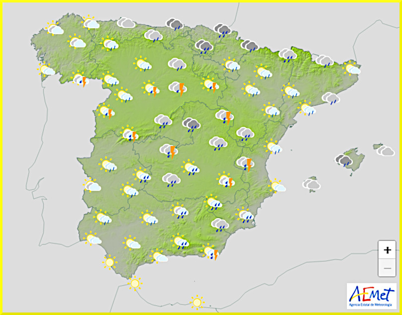 Väderprognos för Spanien den 15 maj 2025.