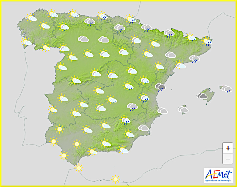 Väderprognos för Spanien den 22 maj 2025.