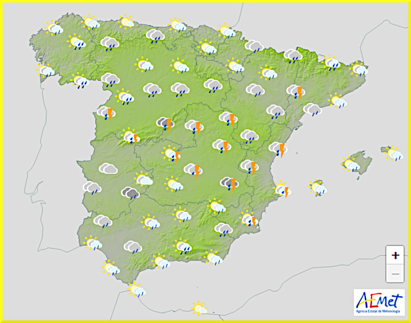 Väderprognos för Spanien den 8 maj 2025.