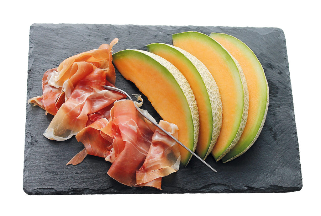 Melon och skinka.