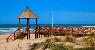 Playa de La Cortadura, Cádiz, Spanien.