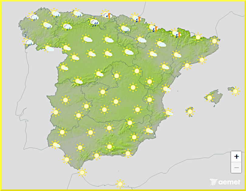 Väderprognos för Spanien den 25 juni 2025.