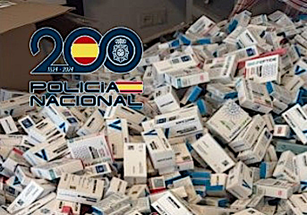 Anabola steroider beslagtaget av Nationalpolisen i Spanien.