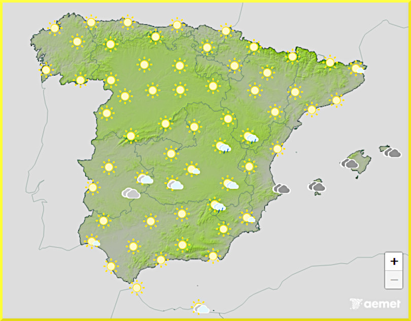 Väderprognos för Spanien den 8 juli 2025.