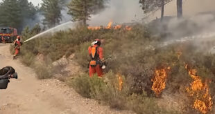 En av många naturbränder i Spanien 2025.