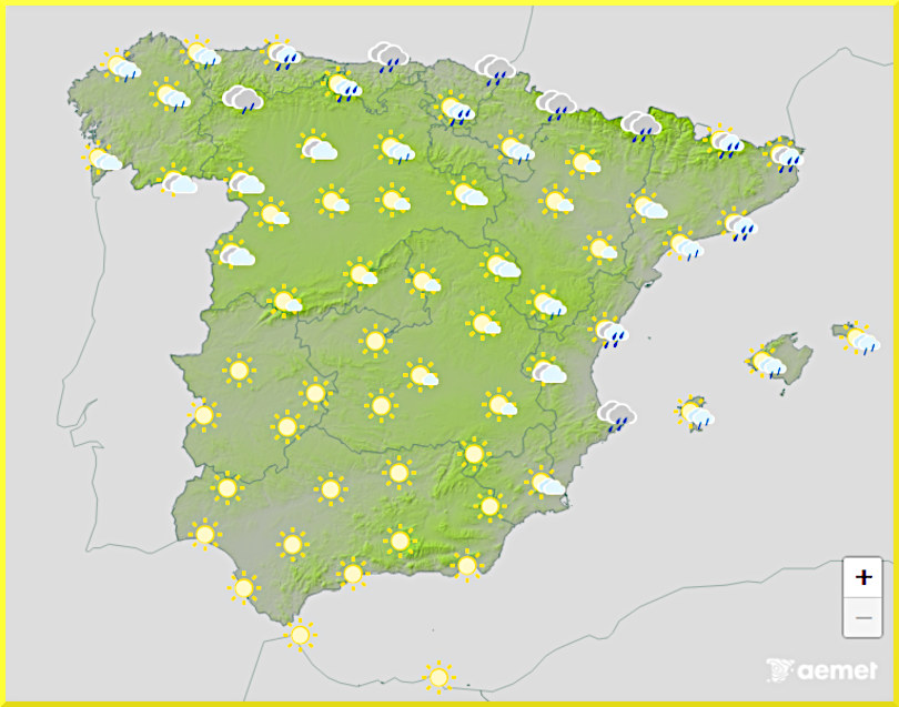Väderprognos för Spanien den 20 augusti 2025.