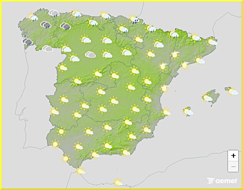 Väderprognos för Spanien den 29 augusti 2025.