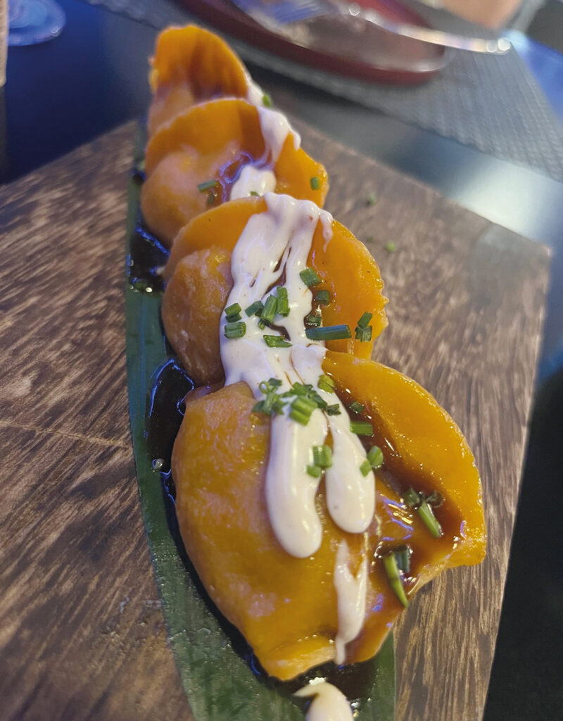 Gyosas med langostinos.