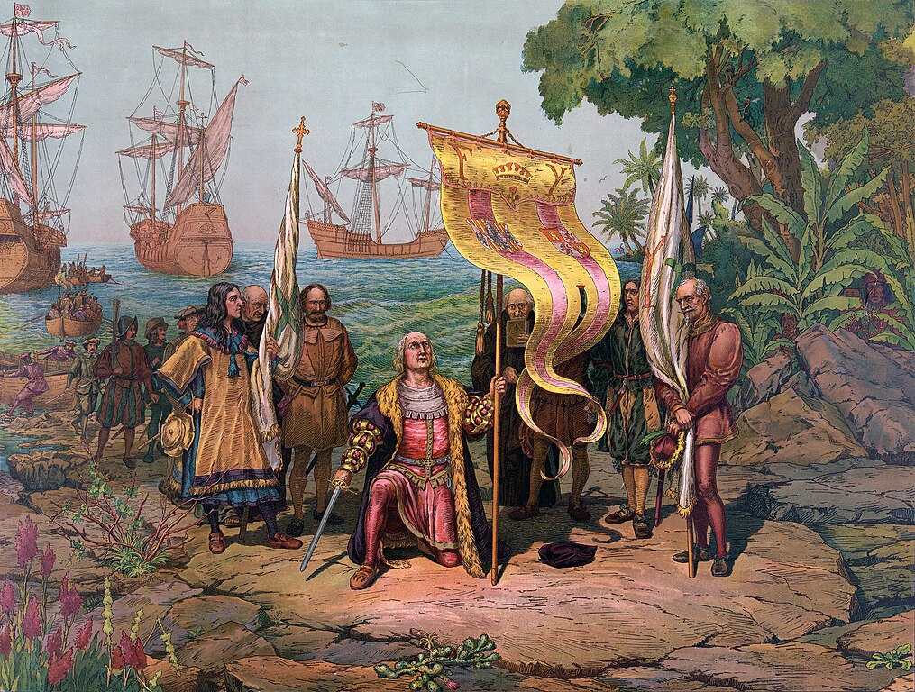Christoffer Columbus tar Amerika i besittning.