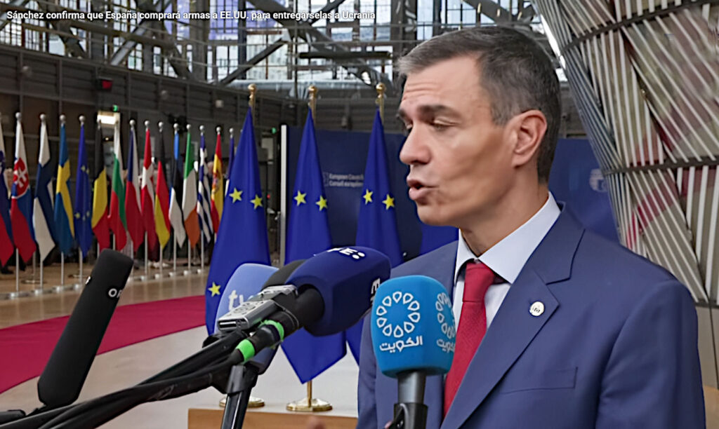 Pedro Sánchez konfirmerar vapen till Ukraina i Bryssel. 23-10-2025.