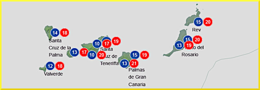 Väderprognos för Kanarieöarna den 1 mars 2026.