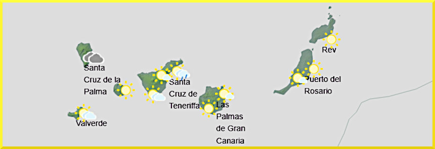 Väderprognos för Kanarieöarna den 2 mars 2026.