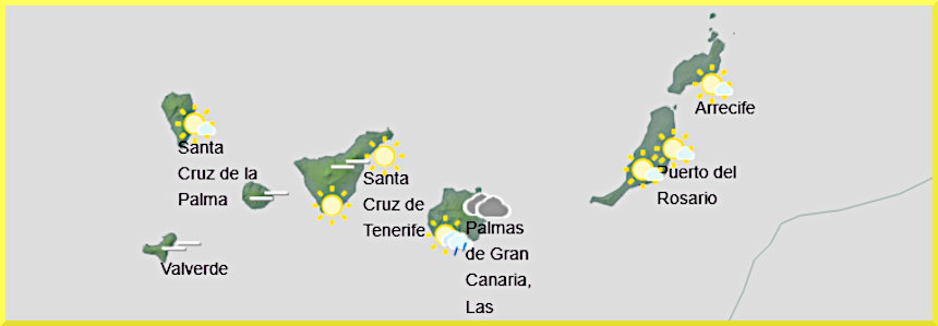 Väderprognos för Kanarieöarna den 26 mars 2026.